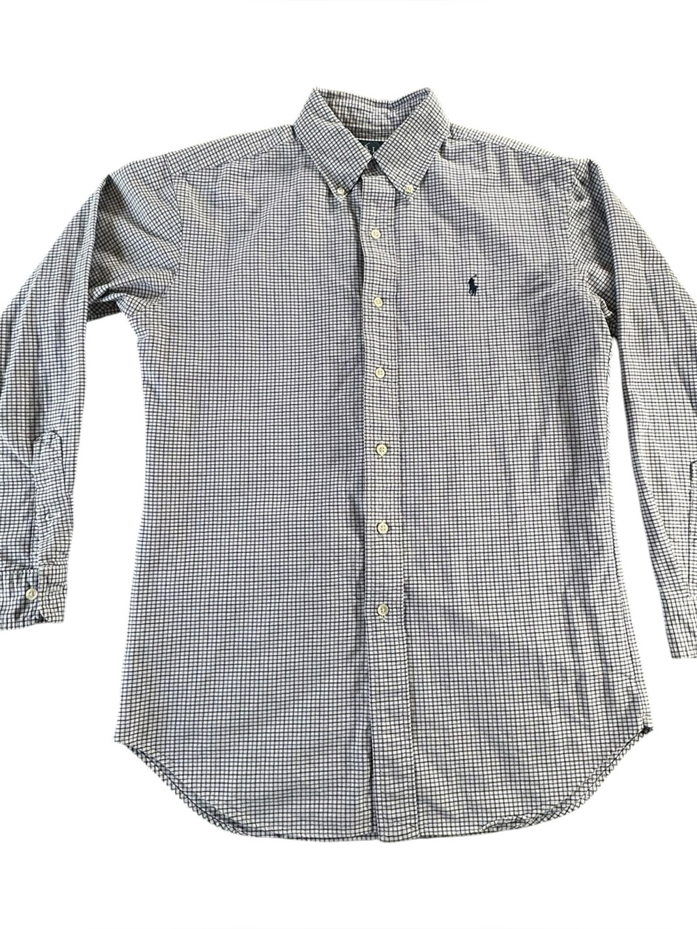 Polo Ralph Lauren Men's Medium Classic Fit Grid Check Long Sleeve Oxford Shirt